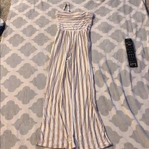 One strap romper.. brown and white